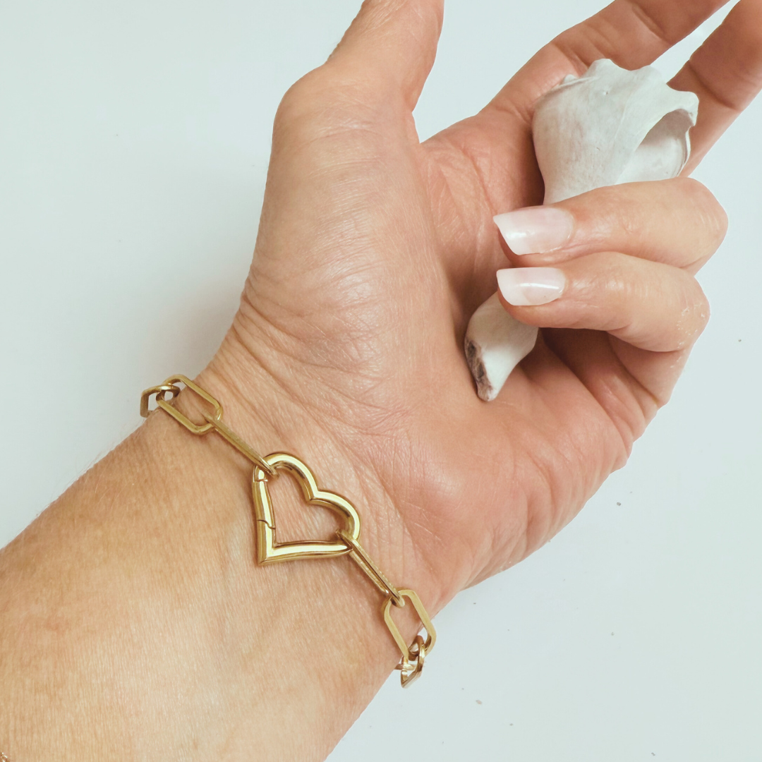 Paperclip Bracelet with Heart Carabiner