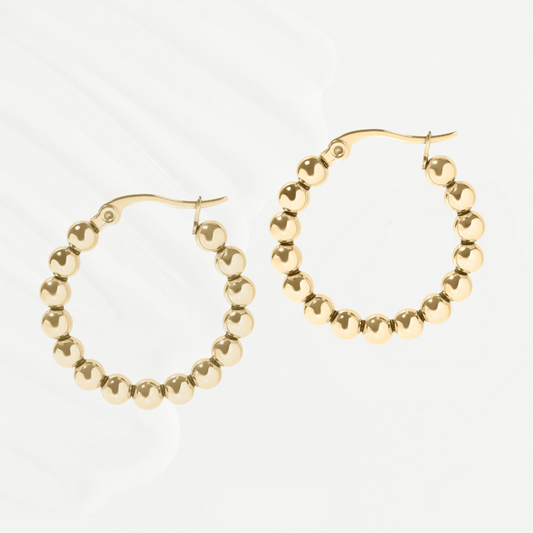 Gold Ball Hoop Earrings