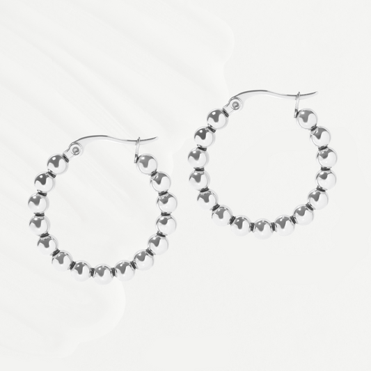 Silver Ball Hoop Earrings
